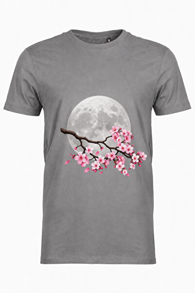 Moon Blossom Oversize Fit Bisiklet Yaka Baskılı T-Shirt