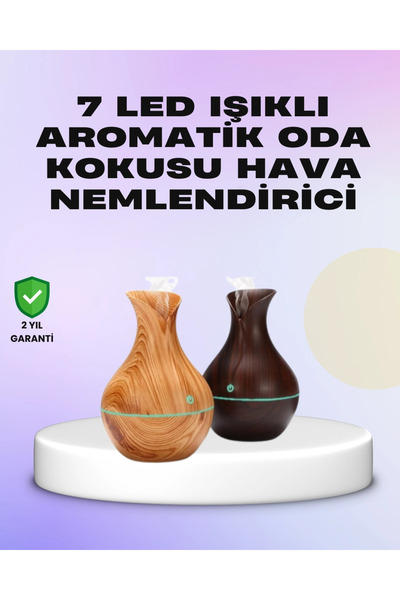 ARNEER Mey İthalat® Ultrasonik Ahşap Desenli 130Ml Aromaterapi Difüzör Ve Hava Nemlendirici