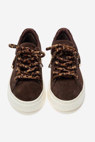 Dericlub Kadın Sneaker Kalın Taban Günlük Ayakkabı Gerçek Deri Noemie SÜET KAHVE