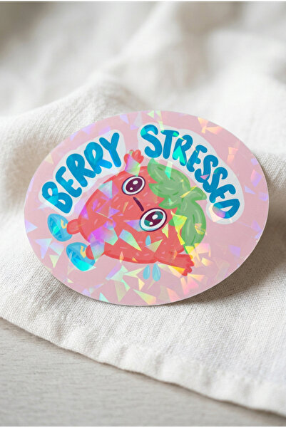 Plumie Berry Stressed Laminasyonlu Sticker – Eğlenceli Çilek Laptop, Defter, ...
