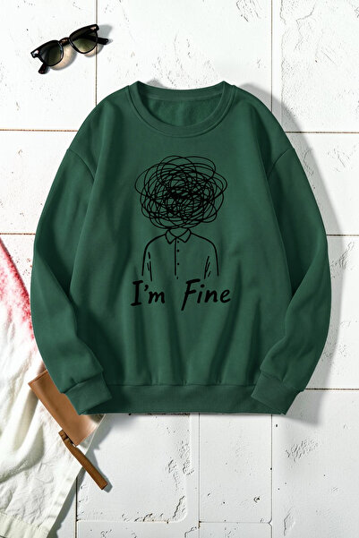 uyguntarz Hanorac unisex cu imprimeu „I'am Fine” și guler rotund