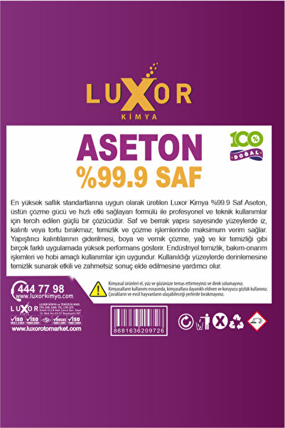 Luxor Kimya %99 Saf Aseton 20 Lt (5 Lt X 4 Adet)