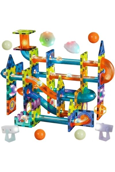 OEM Set de construcție magnetic cu circuit de bile, 110 piese, blocuri 3D, el...