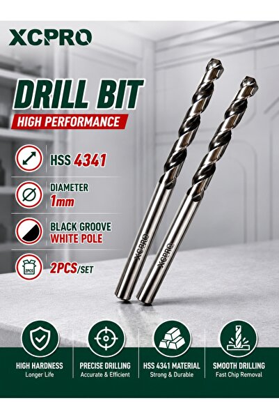 XCPRO مثقاب HSS، مثقاب ملتوي، مثقاب معدني - 1 مم، فولاذ عالي السرعة 4341، طقم...