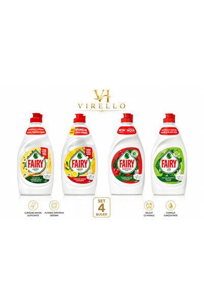 Fairy Set 4 detergenți lichizi pentru vase Fairy, variante diferite, 450 ml f...