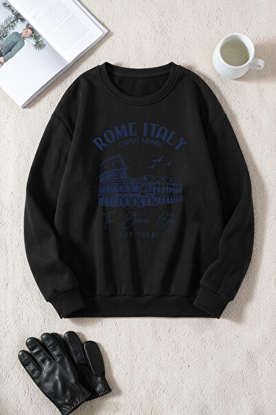 uyguntarz Unisex Rome Italy Printed Crew Neck Sweatshirt