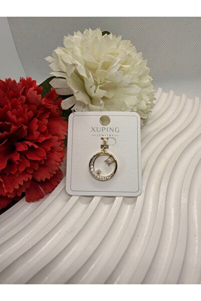 XUPING JEWELRY ZİRKON TAŞLI VİP SERİ 14K RENGİ AY YILDIZ ÇELİK KOLYE UCU