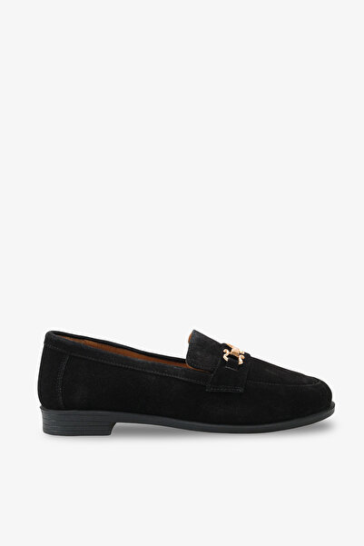 İNNABUTİKK Stela Women's Genuine Leather Casual Shoes - Black Suede