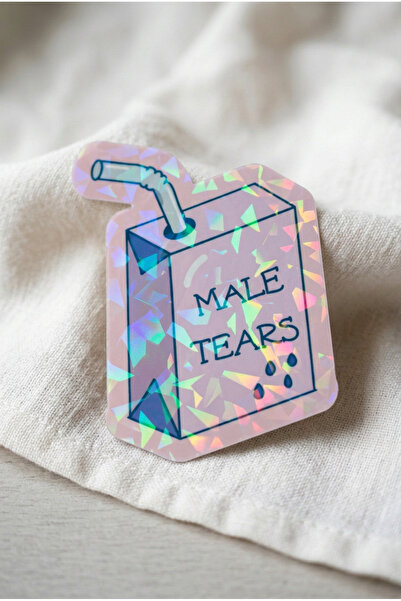 Plumie Male Tears Laminasyonlu Sticker – Pembe Eğlenceli Yazılı Defter, Ajand...