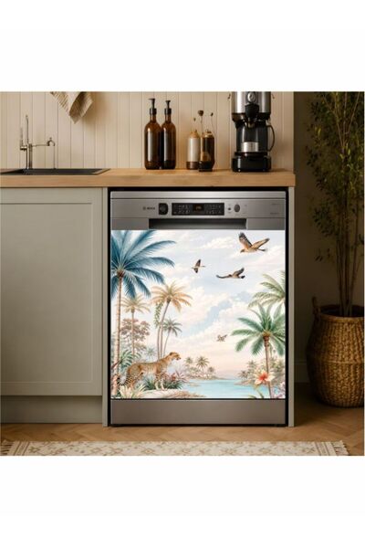 Laputa Tükkan Dishwasher Sticker 70X70 cm Cheetah and Palm Trees Model 3