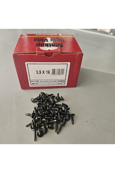 Selectron Siyah 3.9X16 RYSB MUV Yıldız Pul Başlı Matkap Uçlu Vida 1000 Adet