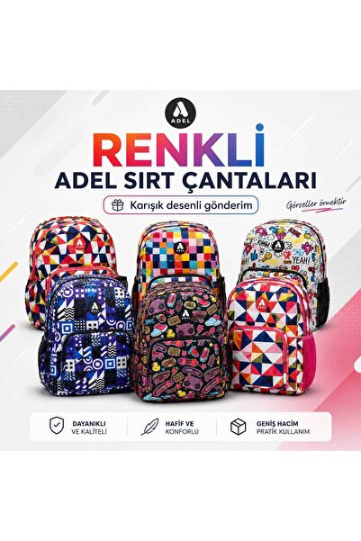 Adel Geniş İç Hacimli Konforlu Okul ve Günlük Sırt Çantası MNBMİX- Karışık De...