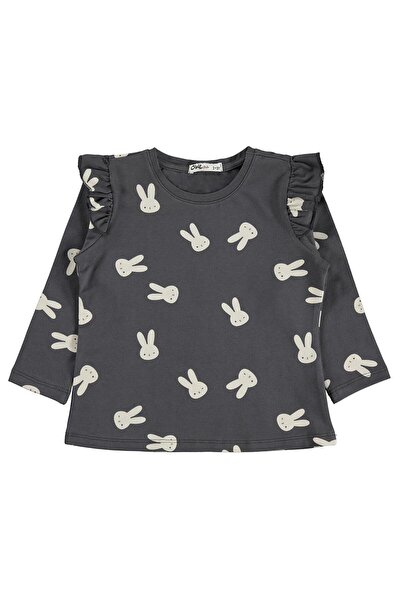 Civil Girls Rabbit Patterned Sweatshirt for 2-5 Years Old - Gray