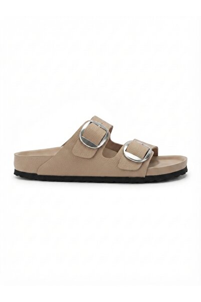Bequemere Mk205 Beige Genuine Leather Full Covered Cork Sole Double Buckle Un...