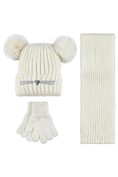 Civil Girls 2-5 Years Old Scarf, Beanie and Glove Set - White