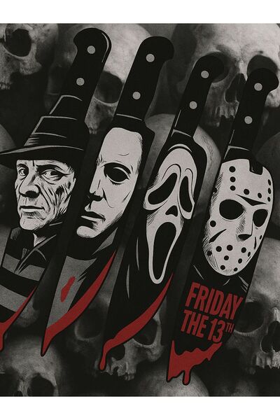 Korku Temalı Dekoratif Bıçak Seti Freddy Michael Scream Jason
