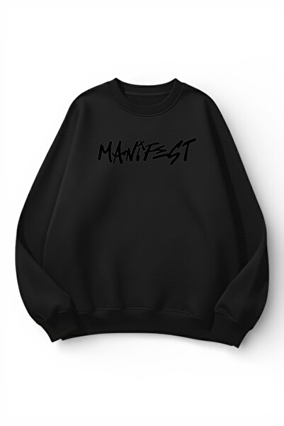 uyguntarz Unisex Soft Textured Manifest Printed Design Oversize 3 Thread Crew...