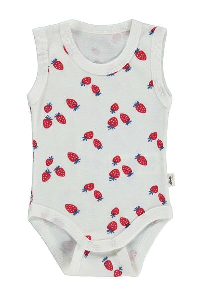 Civil Baby Çilekler Empirme 1-36 luni Badi cu capse - Ecru