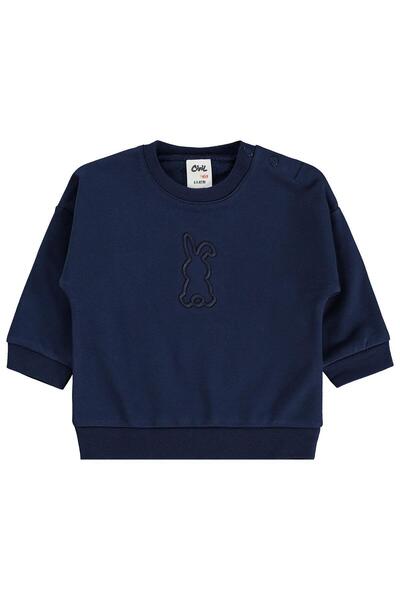 Civil Baby Rabbit Printed Basic Sweatshirt for 6-18 Months - Navy Blue