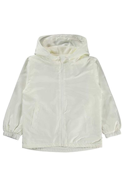 Civil Girls Fleece Lined Plain Raincoat for 10-13 Years Old - Ecru