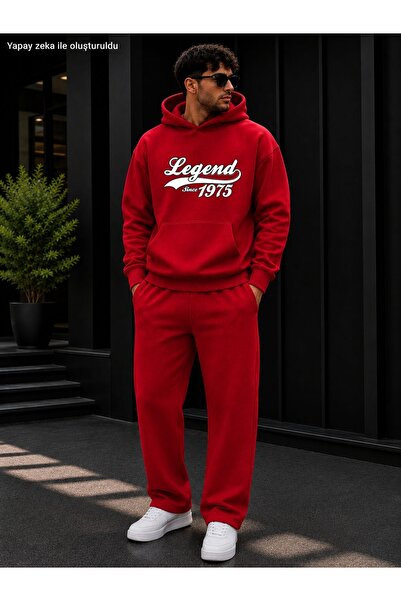 caddekombin Men's Legend since 1975 Printed Tracksuit Set / Hooded Sweatshirt...