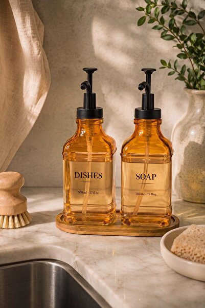 Rivaİstanbul Amber Square Set of 2 Liquid Soap Dispensers 500 ml