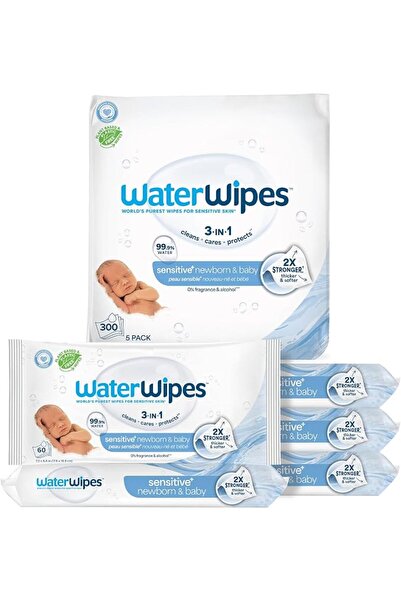 WaterWipes مناديل مبللة للأطفال الحساسة، 5 × 60، 300 منديل