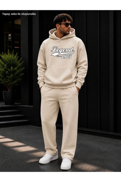 caddekombin Men's Legend since 1975 Printed Tracksuit Set / Hooded Sweatshirt...
