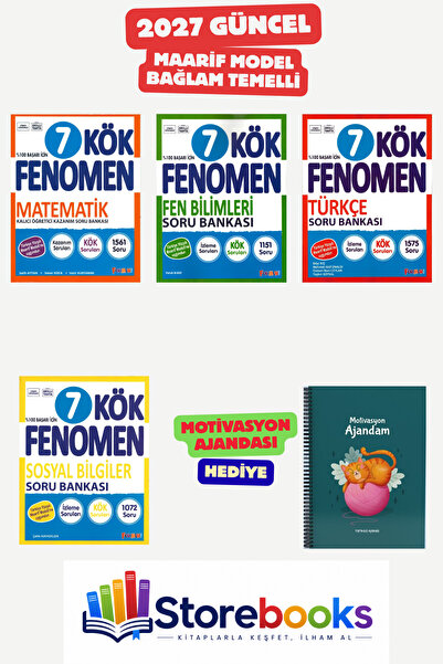 Fenomen Yayıncılık 7.Sınıf KÖK Matematik-Fen-Türkçe ve Sosyal Soru Bankası Se...