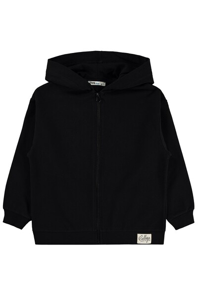 Civil Boys Basic Hooded Cardigan for 6-9 Years - Black