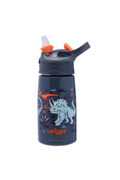 SMIGGLE Çocuk Suluk Dinazor Temalı Playtime Junior 400ML Gizli Pipetli Çelik ...