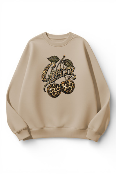 uyguntarz Unisex Soft Textured Leopard Cherry Printed Design Oversize 3 Threa...
