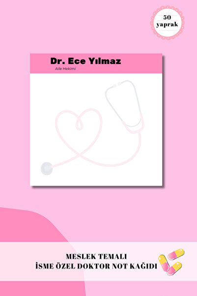 pnkycrco 10x10 cm Doktor Temalı İsme Özel Not Kağıdı Bloknot Notepad 50 yaprak