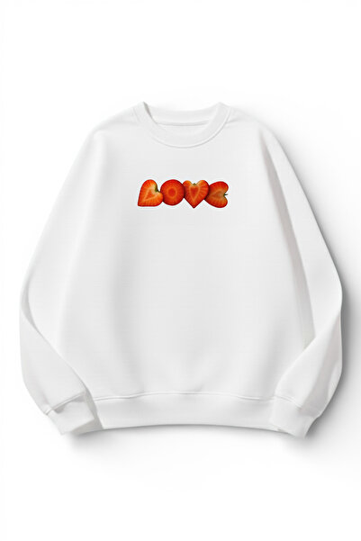 uyguntarz Unisex Soft Textured Strawberry Love Printed Design Oversize 3 Thre...