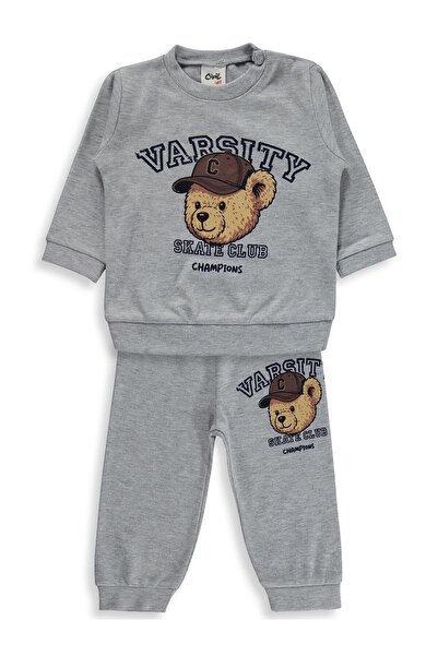 Civil Baby Teddy Bear Printed 6-18 Months Set - Gray