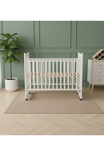Baby Cara سرير أطفال خشبي قابل للربط بسرير الوالدين، 4 عجلات، 120 × 60 سم