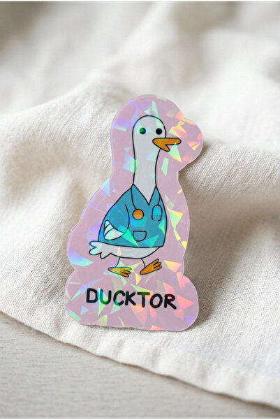 Plumie Ducktor Doktor Ördek Laminasyonlu Sticker – Eğlenceli Dekoratif Laptop...