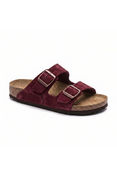 Bequemere Mc205 Burgundy Genuine Suede Leather Double Buckle Unisex Orthopedi...