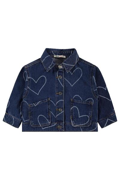 Civil Girls Heart Patterned Jacket for 2-5 Years Old - Blue