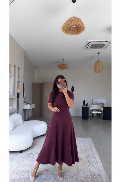 Buket Teke Burgundy Pieced Massi Model Dress