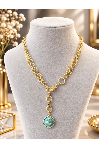FASHİON JEWELRY TuelaTaki/ Kadın Etnik çift Katman Kolye 14K