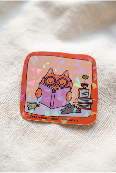 Plumie Sertifikalı Kitap Koklayıcı Kedi Laminasyonlu Sticker – Kitapsever Boo...
