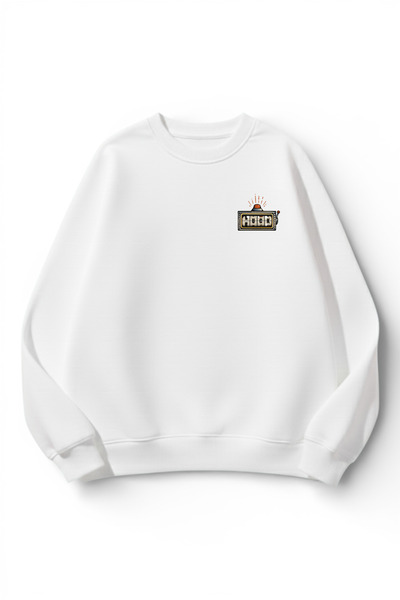 uyguntarz Unisex Soft Textured Luck Printed Design Oversize 3 Thread Crew Nec...