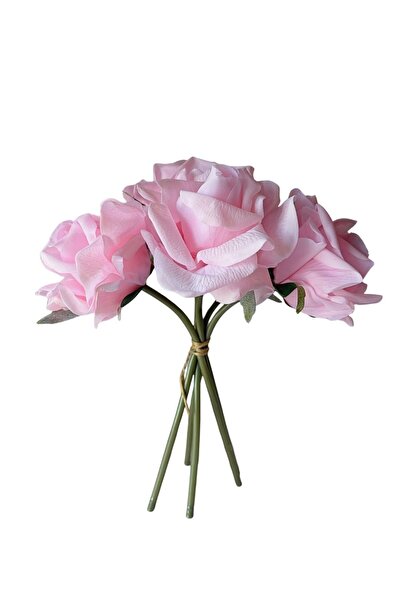NilCan Flora Islak Gül Demeti 5’li, Kalın ve Tok Yapraklı (25cm)