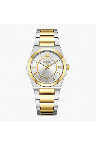 TIMERA Two-Tone Silver & Gold Analog Watch with Roman Numeral Dialساعة يد ثنا...
