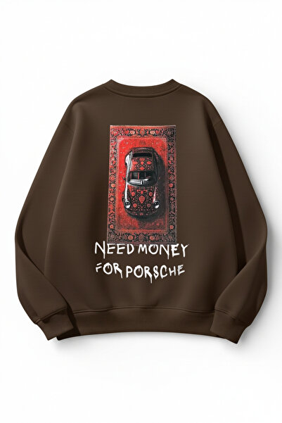 uyguntarz Unisex Soft Textured Need Money Printed Design Oversize 3 Thread Cr...