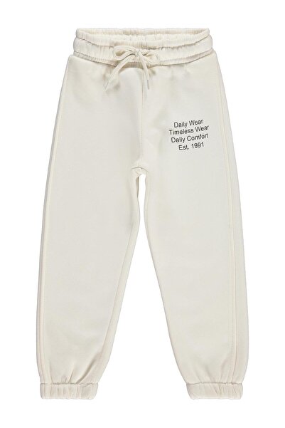 Civil Girls Daily Wear Printed Sweatpants for 6-9 Years Old - Ecru