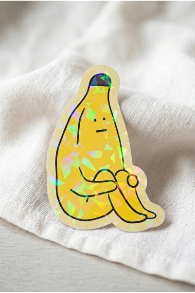 Plumie Oturan Muz Hologramlı Laminasyonlu Eğlenceli Sticker – Laptop, Defter,...