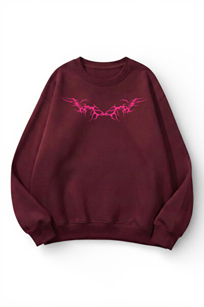 uyguntarz Unisex Soft Textured Tribal Printed Design Oversize 3 Yarn Crew Nec...