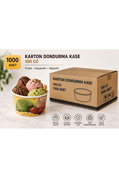 antpap ambalaj 100 CC Karton Dondurma Kasesi 1000 Adet – Tek Kullanımlık Dond...